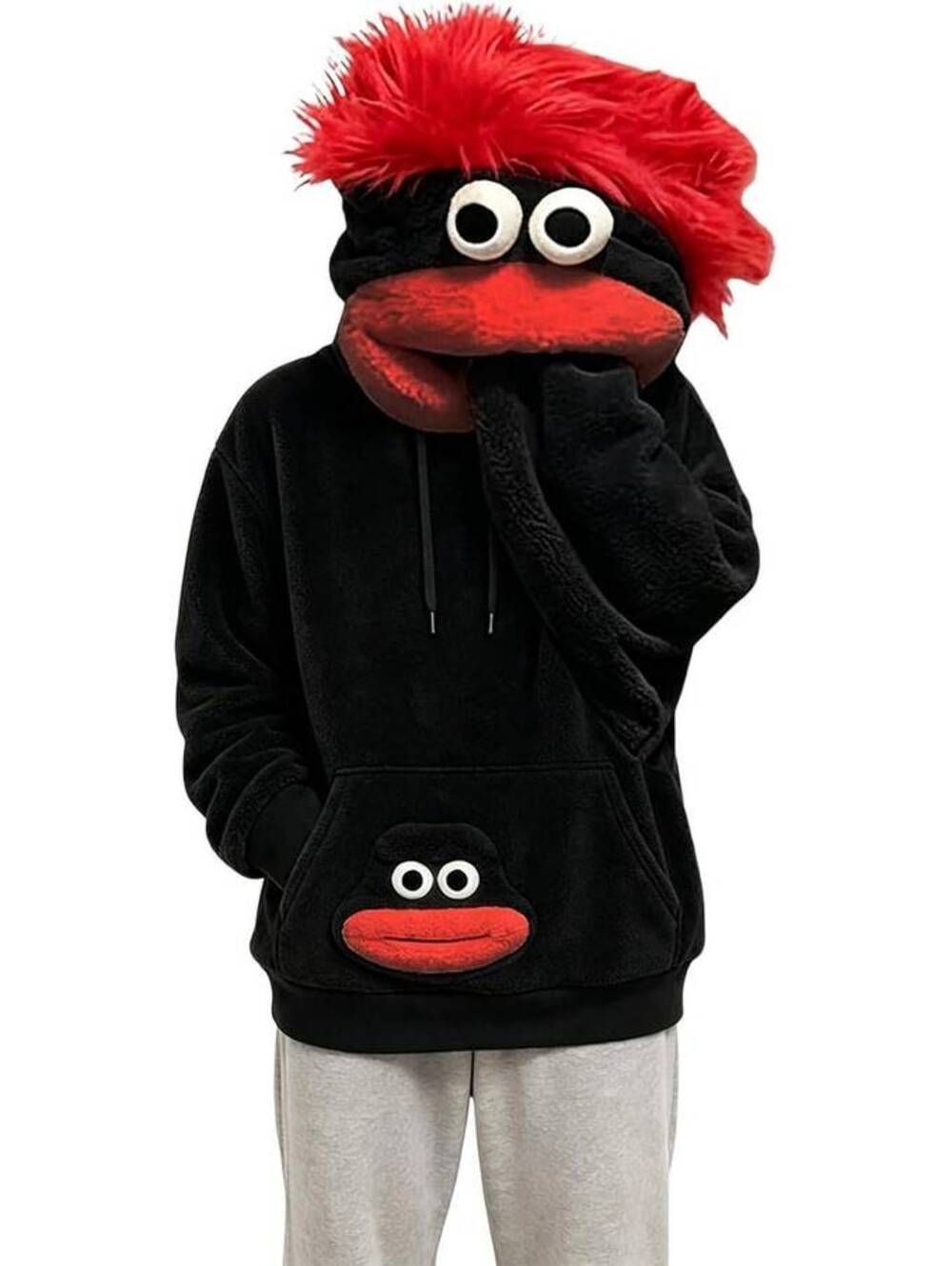 Big Mouth Monster Sweatshirts Oversized Hoodies Women Black XL New Unopened